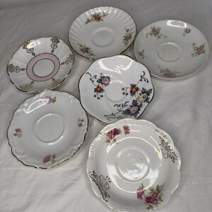 Vintage Mismatched China Dessert Cake Plates Mixed Patterns Multicolor‎ Set of 6